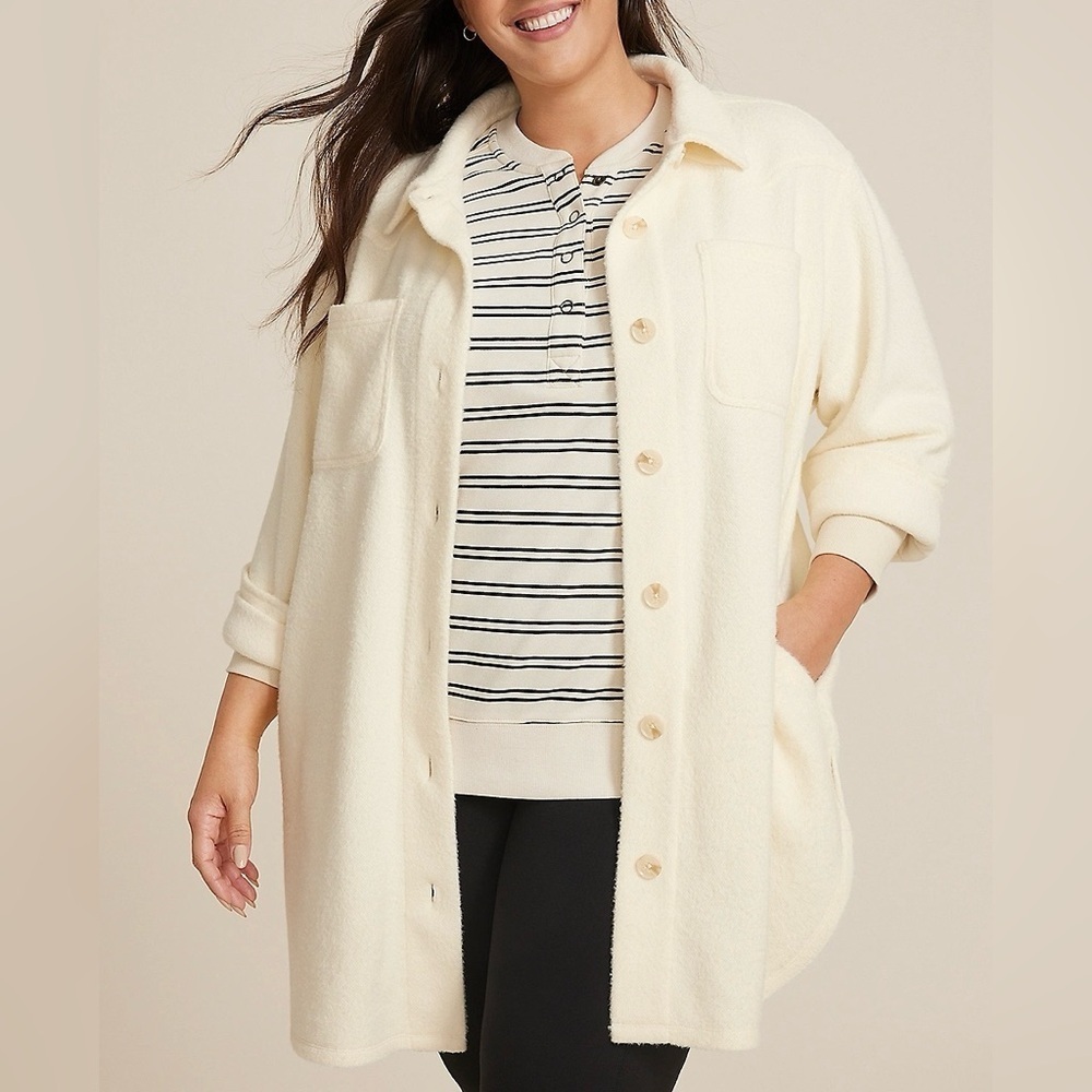 Maurices Super Plush Longline Jacket Solid Off White Outdoors Medium Women’s